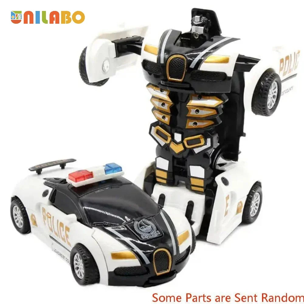 Transformable Robot Sports Car Toy - Battery-Free Educational Vehicle Model for Kids' Play & Learning