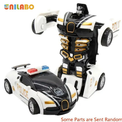 Transformable Robot Sports Car Toy - Battery-Free Educational Vehicle Model for Kids' Play & Learning
