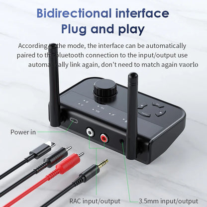 2-in-1 Bluetooth 5.3 Audio Receiver & Transmitter | 3.5mm AUX RCA Wireless Adapter for TV, Car, PC, Headphones