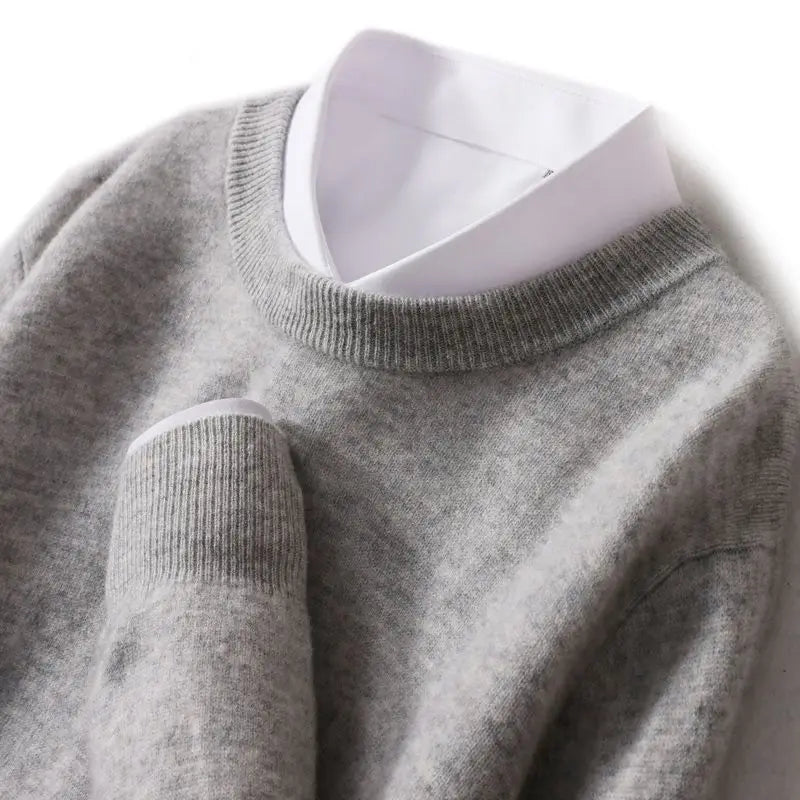 Men's Autumn Winter Cashmere Sweater - Soft Warm O-Neck Loose Knit Pullover Korean Style Top