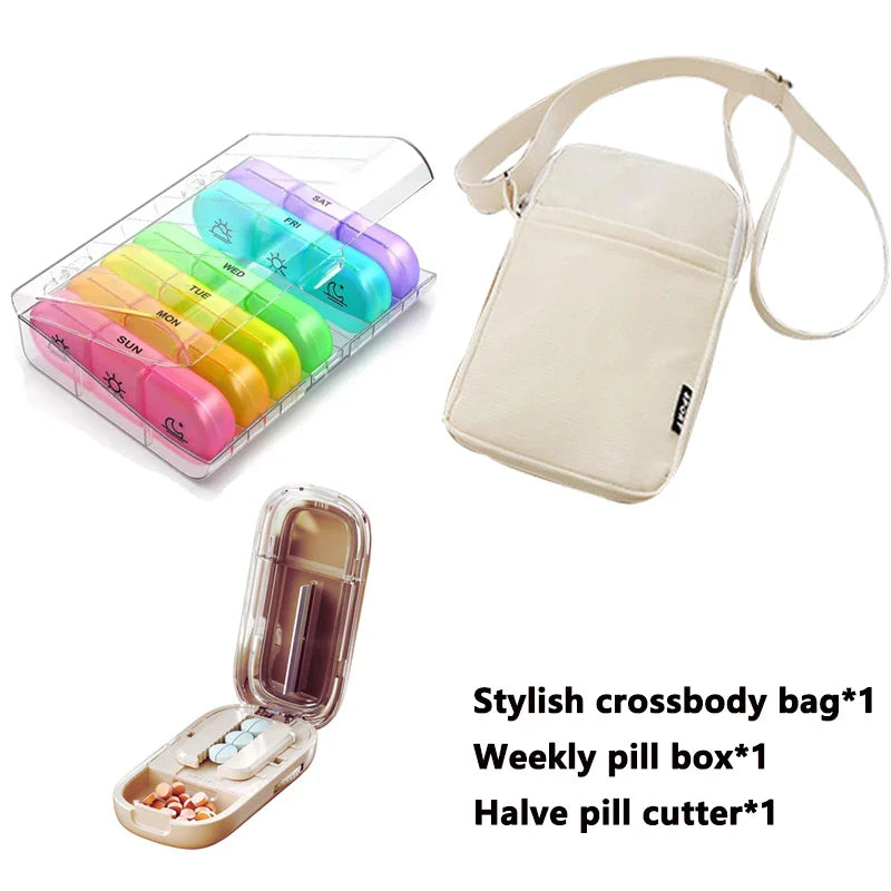 Newest Quartering Pill Cutter & Storage Box – Portable Dustproof Medicine Divider Organizer & Crusher