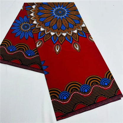 6 Yards African Real Wax Fabric - 100% Cotton Original Ankara Print for Party Dresses K121901