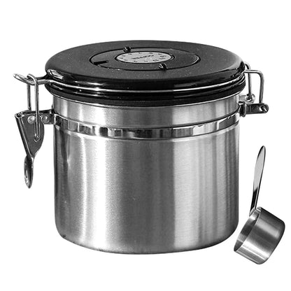 Coffee Bean Vacuum Sealed Jug — Stainless Steel Airtight Food & Grain Storage Container for Kitchen, Portable Canister