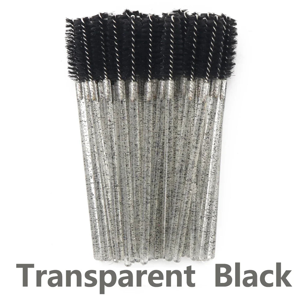 ANNAFRIS 50PCS Disposable Eyelash Brushes - Soft Crystal Lash Extension & Eyebrow Makeup Mascara Wands