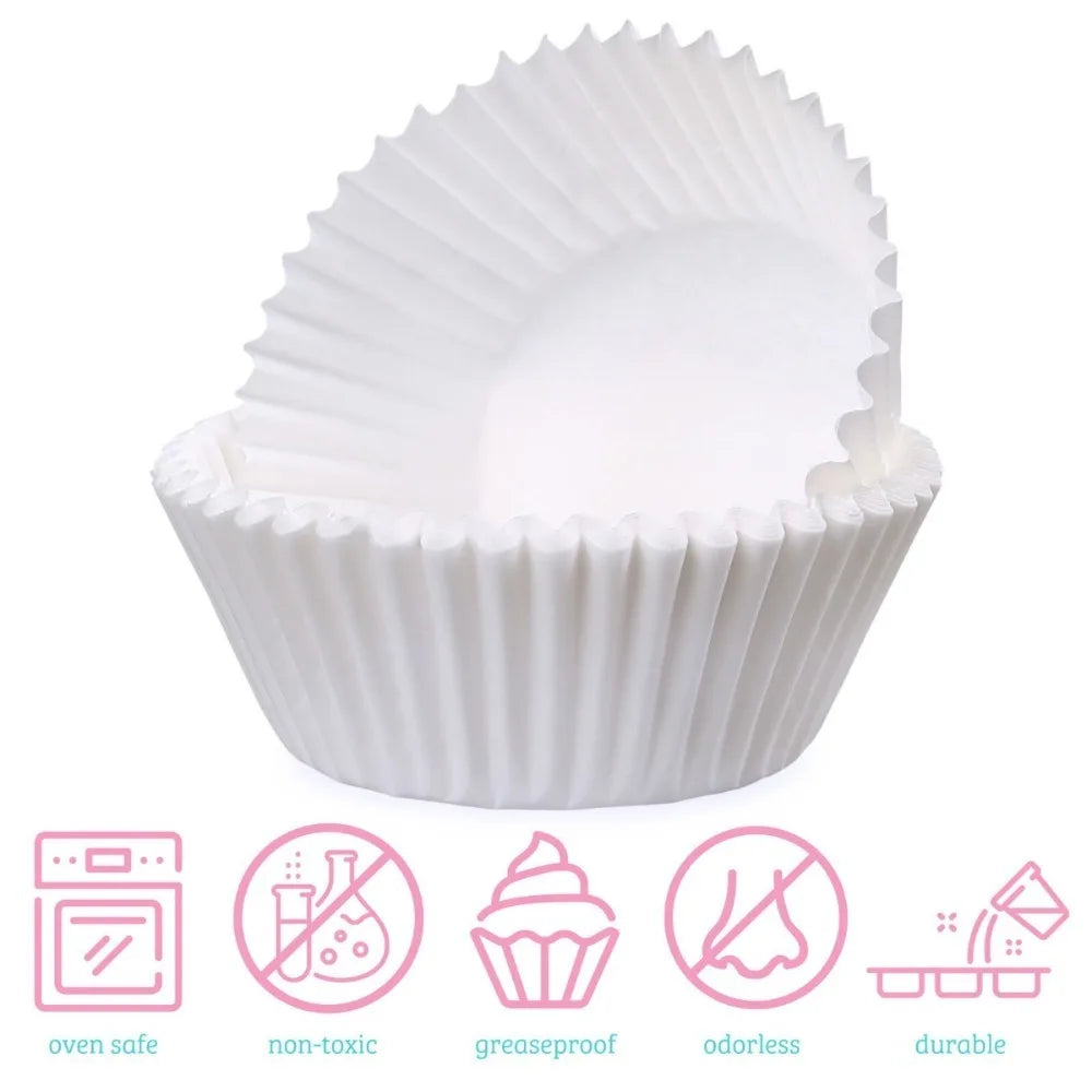 100 Count Food Grade Non-Stick Baking Cups, Greaseproof Cupcake Liners for Desserts & Microwave Use
