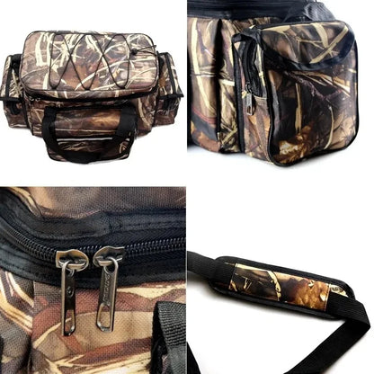 50x30x25cm Waterproof Nylon Fishing Bag – Large Capacity Multi-Purpose Two-Layer Shoulder Tackle Bag for Outdoors