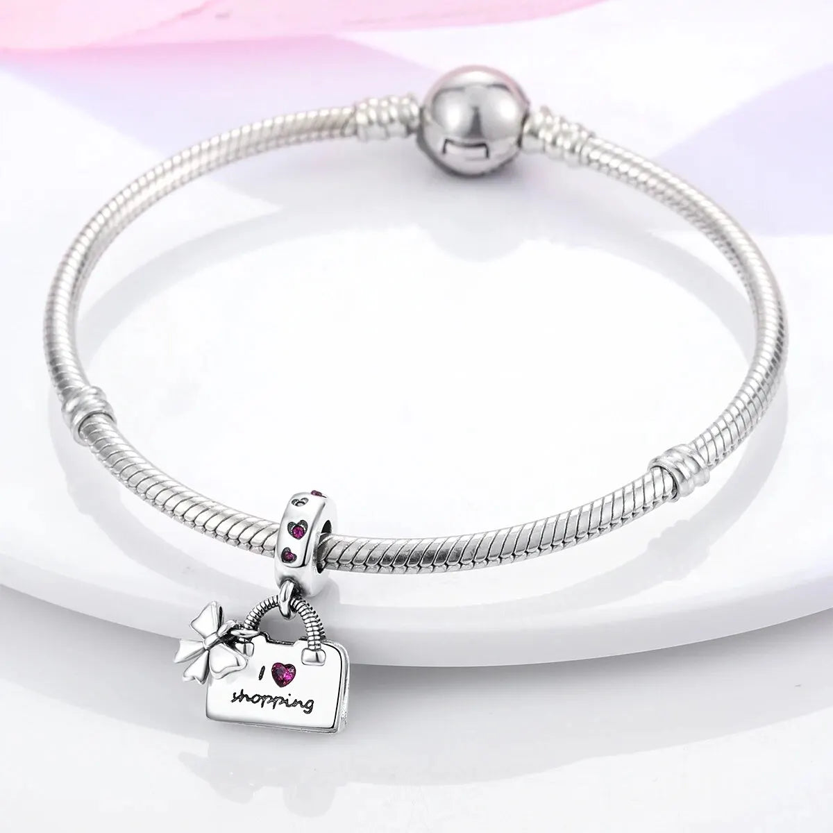 MULA Silver-Plated Sunflower & Four-Leaf Clover Dangle Charms - DIY 3MM Snake Chain Bracelet