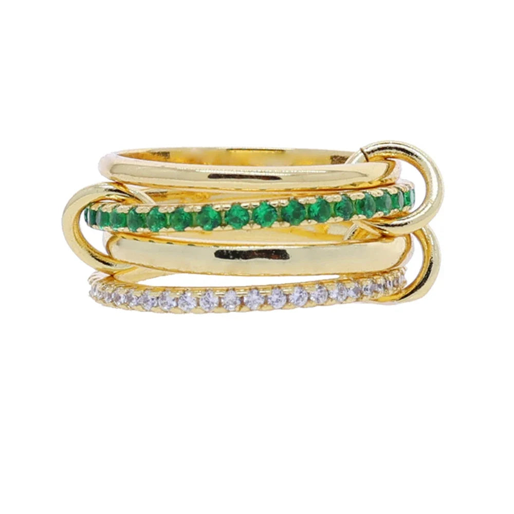 2026 Spinelli Stacking Rings - Iced Out 5A CZ Micro Pave Multi-Piece Engagement Finger Jewelry Set for Women