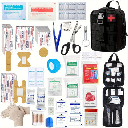 205PCS Universal First Aid Kit - Compact Emergency Medical Supplies for Home Travel Outdoor Camping and Safety