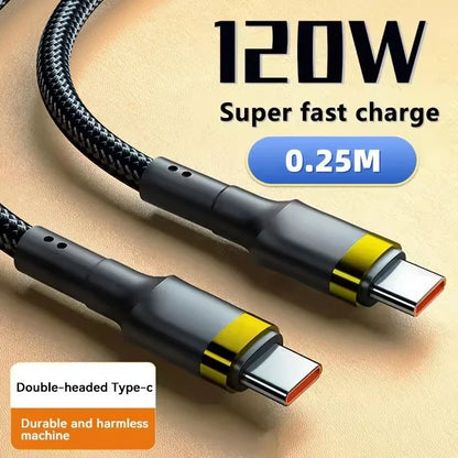 120W USB-C to USB-C Fast Charging Cable - PD Quick Charge Cable for iPhone, Xiaomi & Samsung Devices