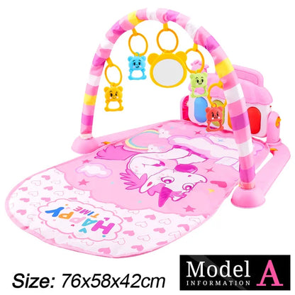 Baby Fitness Play Gym - Newborn Piano Activity Mat with Music, Crawling Blanket & Early Education Toys 0-36 Months
