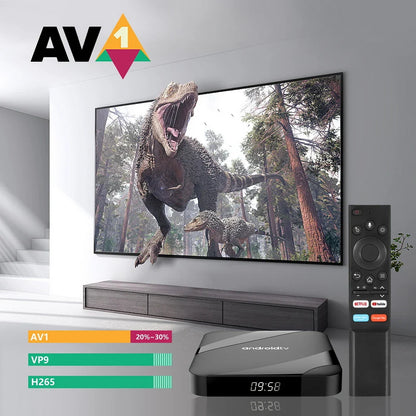 Android 14 TV Box 8K 4K Set Top — Bluetooth 5.2, 4GB RAM, 64GB Storage, S905W2 Quad Core, Dual WiFi, Voice Remote Media Player
