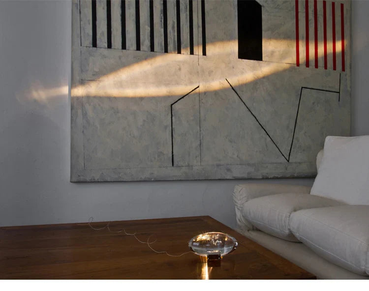 Italian Designer LED Table Lamp – Crystal 'Eye of the Sky' Egg-Shaped Night Projector for Living Room & Bedroom Decor