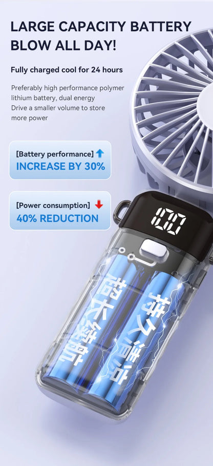 Portable Mini USB Fan – Handheld & Desktop Fan with Phone Holder, 3-Speed Adjustable Wind, Long Battery Life, Multi-Function Cooling Fan