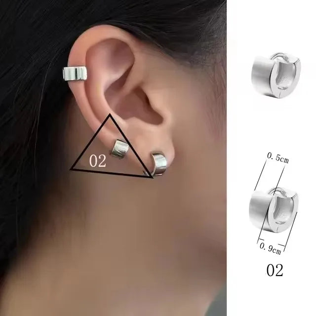 PANJBJ925 Sterling Silver Hoop Earrings - Frosted Geometric Design Fashion Jewelry Gift for Women