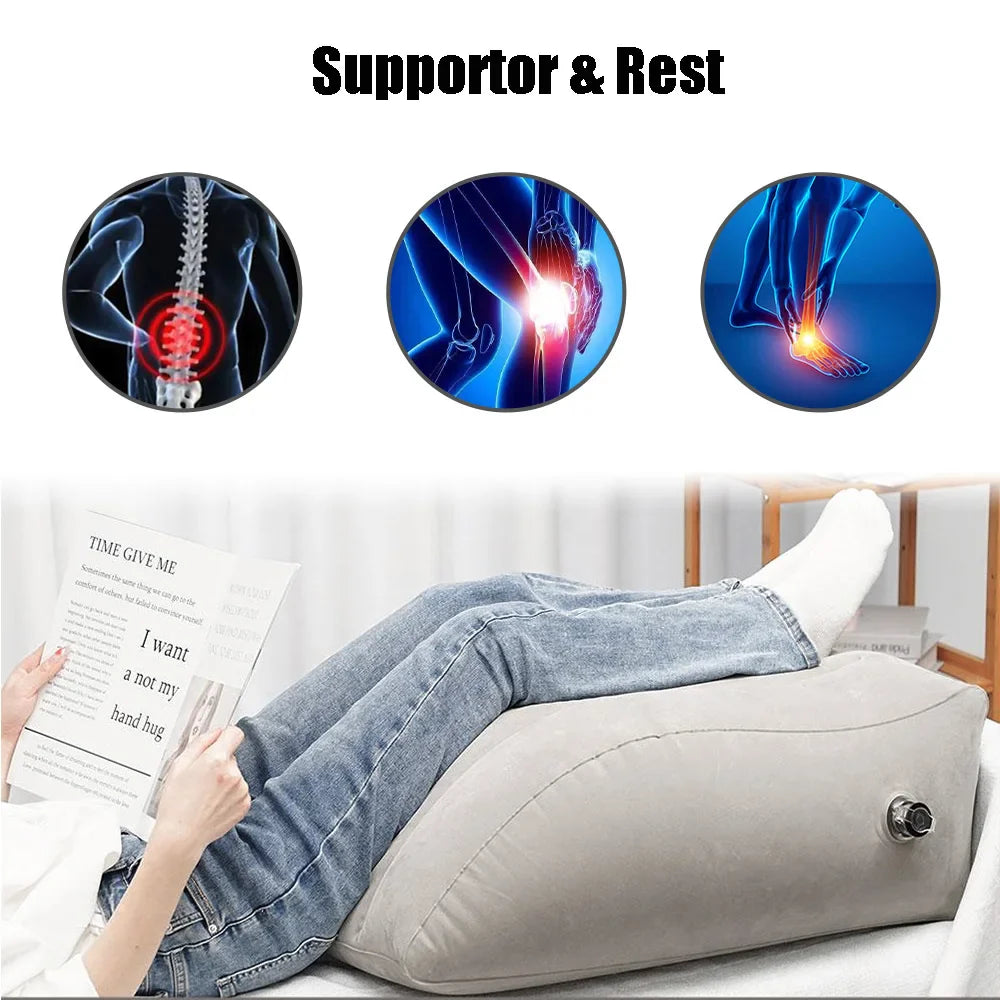 Inflatable Leg Wedge Pillow — Portable Knee Cushion for Travel, Camping & Sleeping, PVC Foot Elevation Pillow