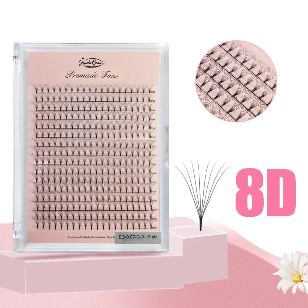 Goddess Premade Volume Lash Fans — 4D to 20D Faux Mink Individual Eyelash Extensions, Pointy Stem 320 Fans