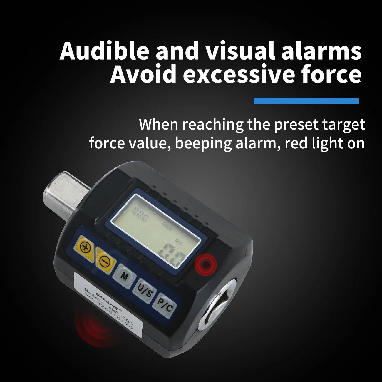 SHAHE Digital Torque Adapter 1/2" Drive with 3/8" & 1/4" Adapters - Electronic Torque Wrench for Car & Bike Repair