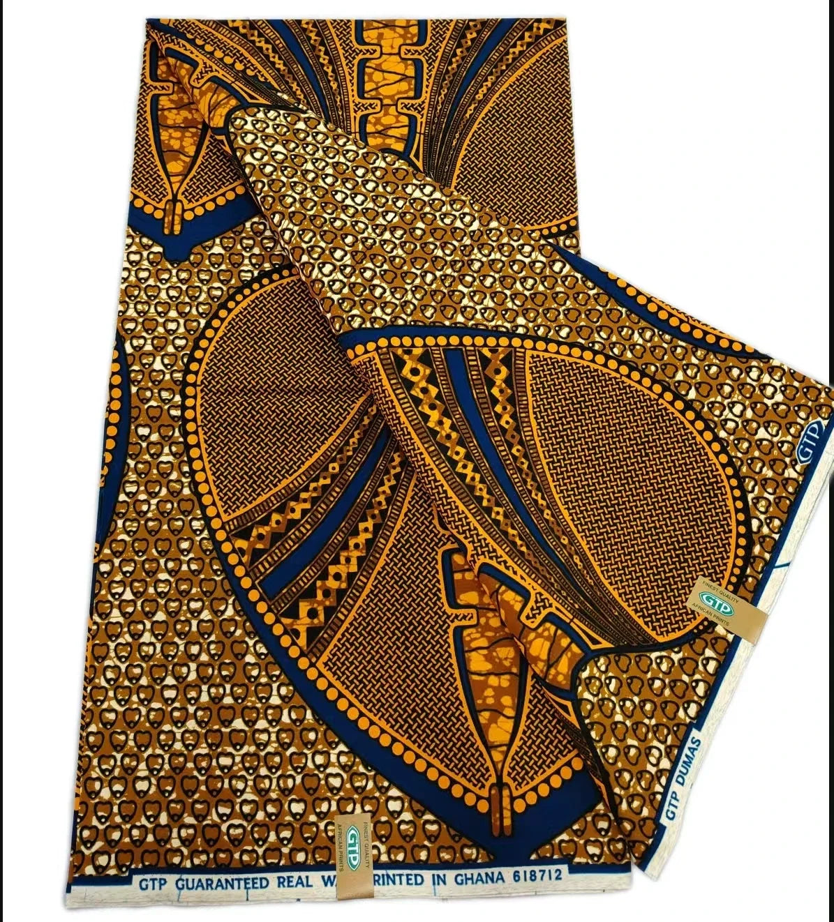 African Wax Print Fabric - High-Quality Cotton Ankara Gold Print Pagne for Wedding & Dress Sewing