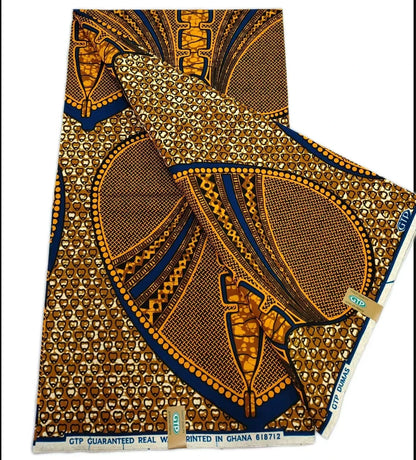 African Wax Print Fabric - High-Quality Cotton Ankara Gold Print Pagne for Wedding & Dress Sewing