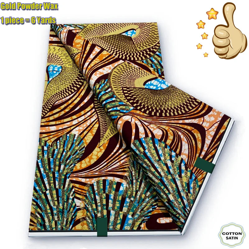 2026 African Grand Golden Wax Fabric - Soft Pink Flash Gold Ankara Batik Pagne