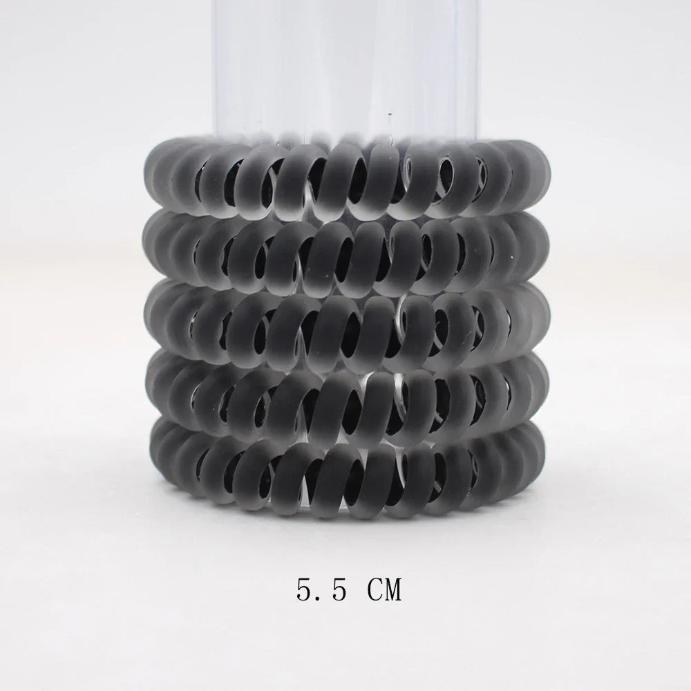 5Pcs Matte Spiral Hair Bands - Fashion Telephone Wire Elastic Hair Ties Stretchable Cord Rubber Bands for Women & Girls