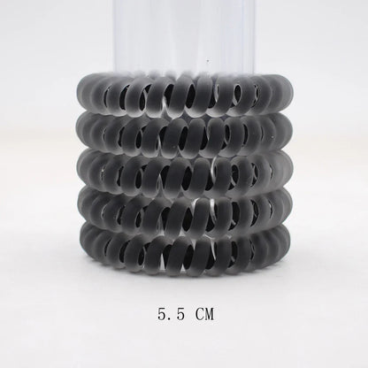 5Pcs Matte Spiral Hair Bands - Fashion Telephone Wire Elastic Hair Ties Stretchable Cord Rubber Bands for Women & Girls