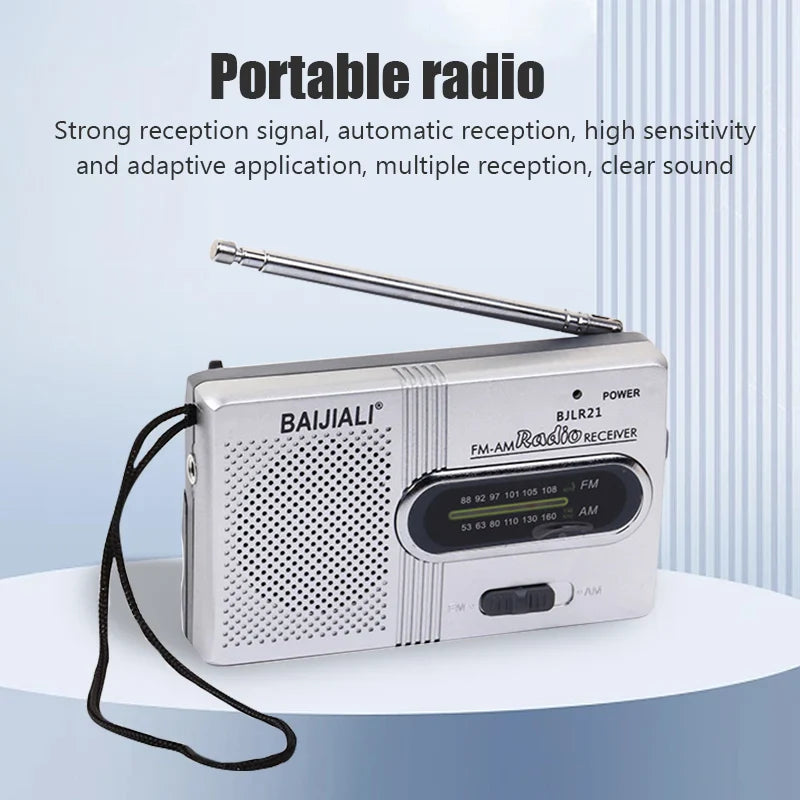 BC-R21 Mini AM/FM Radio — Battery-Operated Portable Receiver with Best Reception for Home, Running & Walking