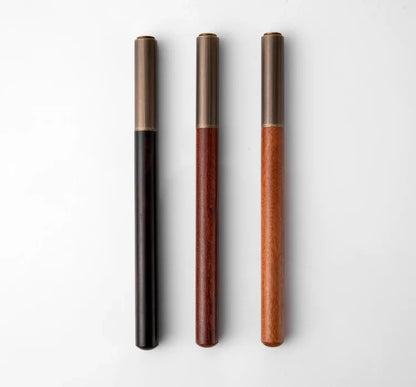 Luxury Retro Wood & Bronze Fountain Pen – 0.5mm Calligraphy Ink Pen for Office, Business & Gift Stationery