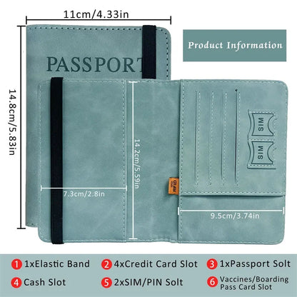 RFID Leather Passport Holder - Vintage Travel Wallet Case for Men & Women with ID and Card Storage