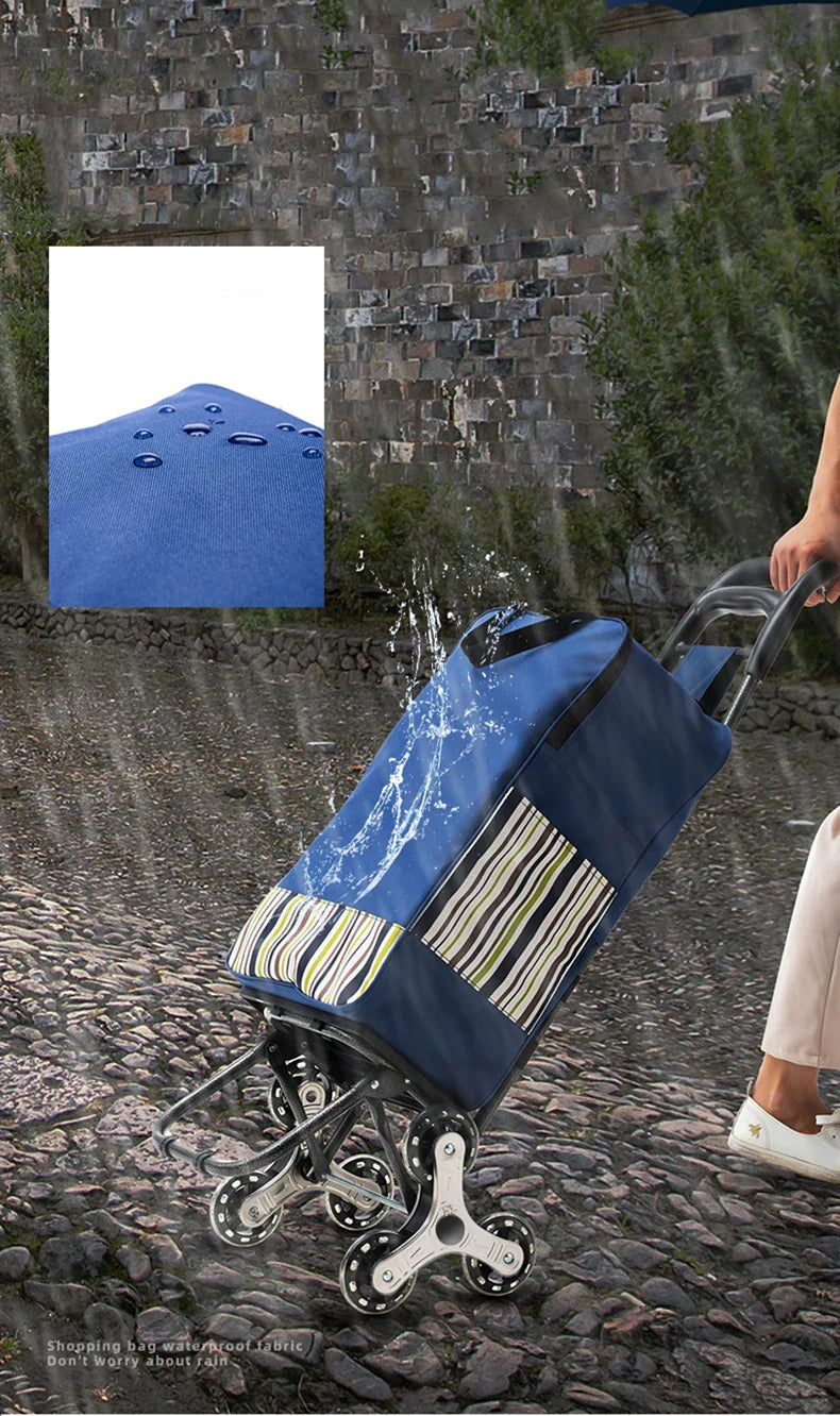 Lightweight Folding Grocery Shopping Trolley – Hand-Pull Stairs Climbing Cart for Household & Outdoor Travel