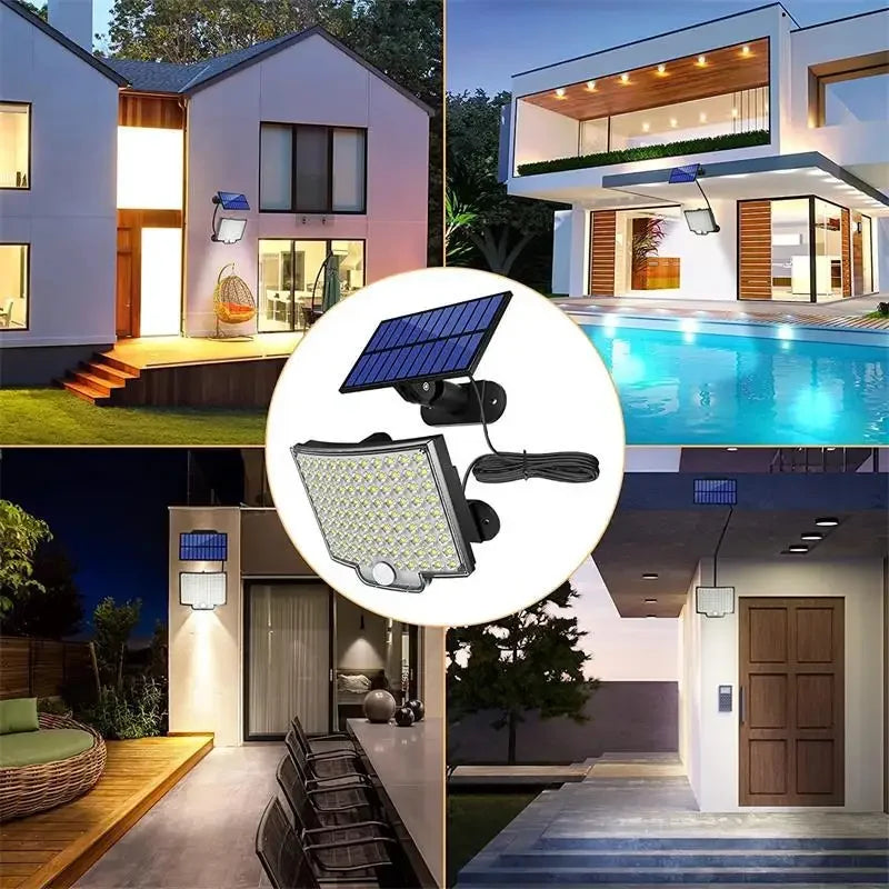 106LED Split Solar Lamp - 3 Lighting Modes Outdoor Decoration Wall Light with PIR Motion Sensor - Waterproof Garden Garage Lamp