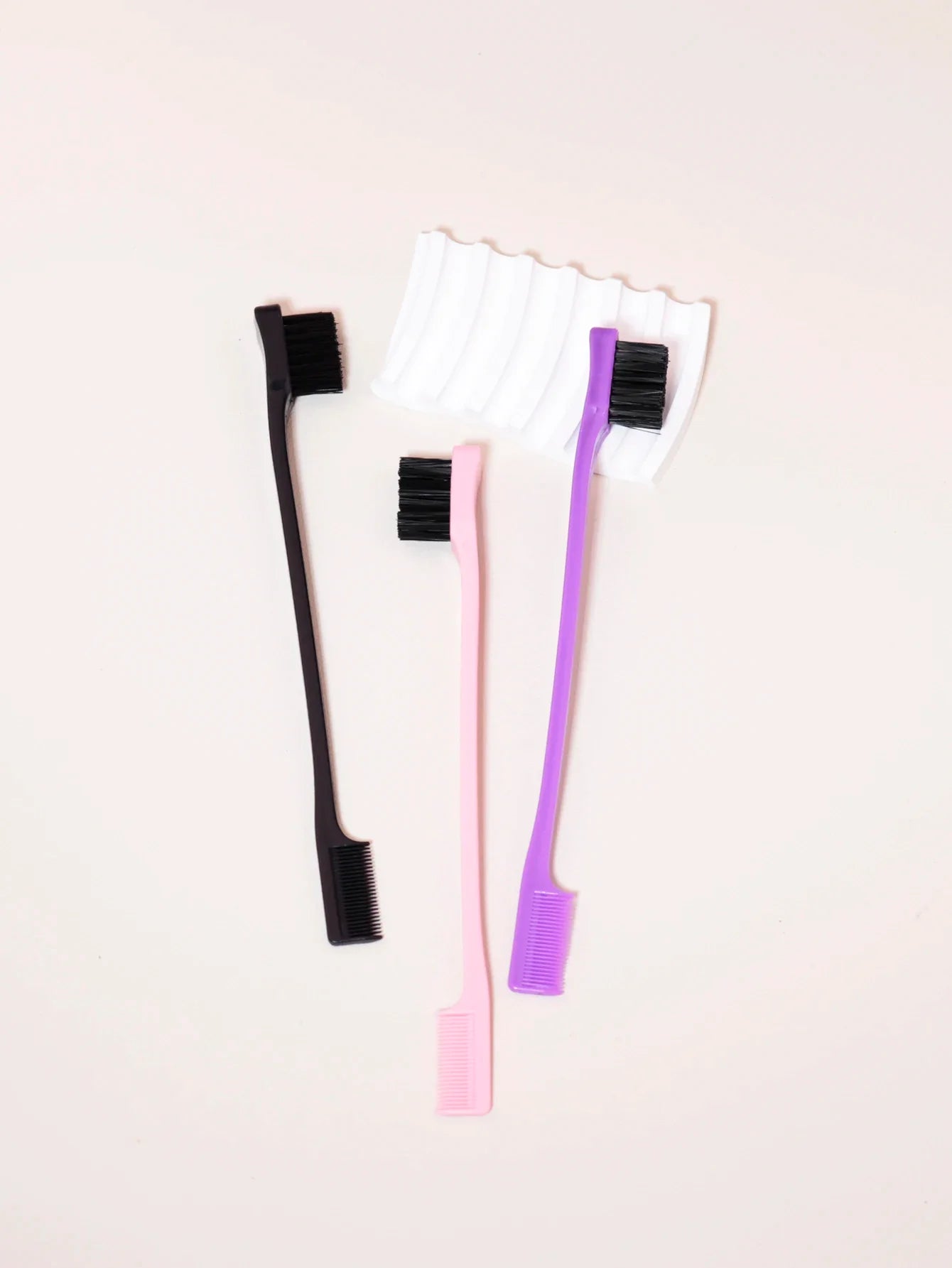 3PCS Hair Styling Tool Set – Double-Sided Edge Control Brush, Eyebrow Comb, Back Brush for Real Hair Wigs