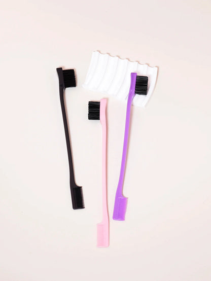 3PCS Hair Styling Tool Set – Double-Sided Edge Control Brush, Eyebrow Comb, Back Brush for Real Hair Wigs