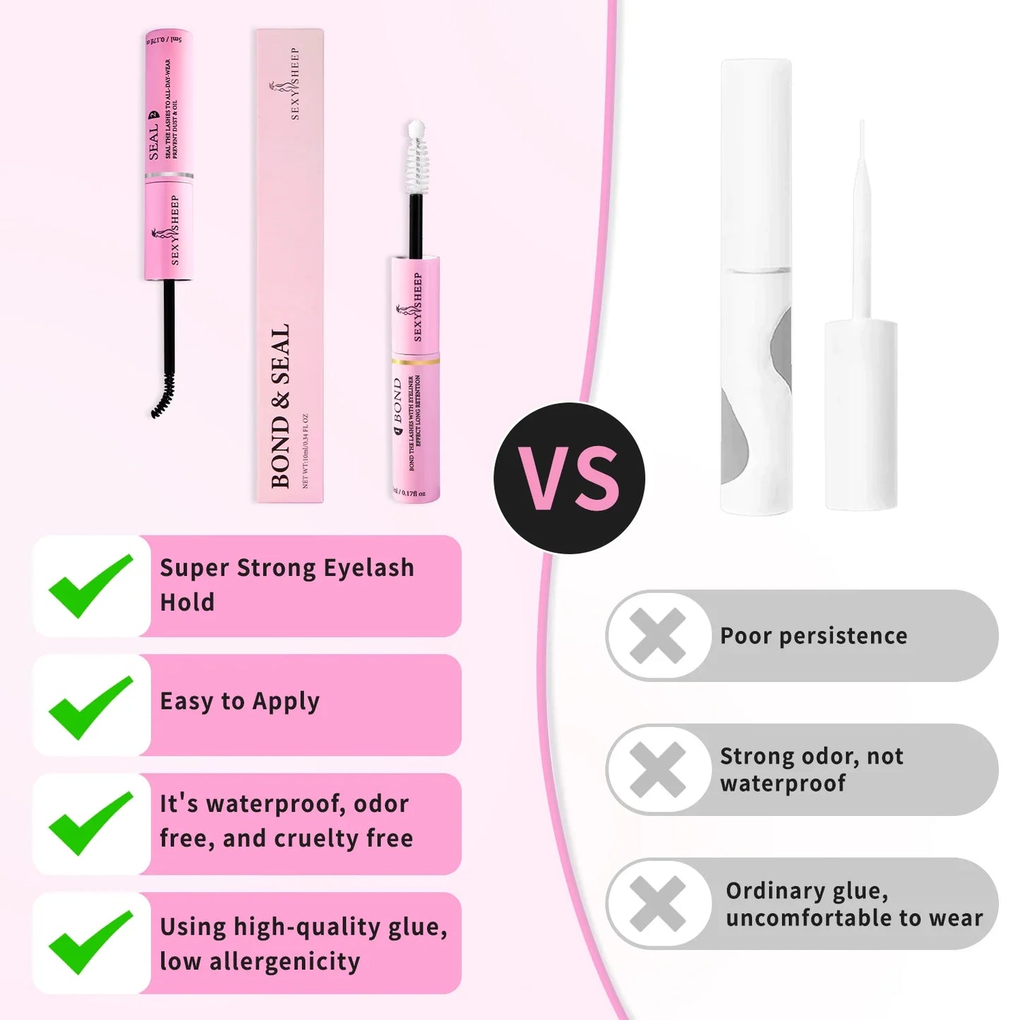 48H Eyelash Glue and Seal for Clusters – Strong Hold, Long-Lasting Adhesive for Lash Extensions