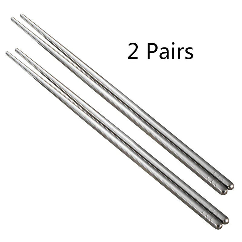 2–5 Pairs 304 Stainless Steel Chopsticks – Non-Slip Metal Sushi Sticks for Korean, Japanese & Chinese Food