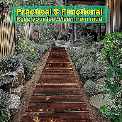 Wooden Garden Pathway - Roll-Out Outdoor Walkway for Patio, Beach, Backyard, Weddings & Events