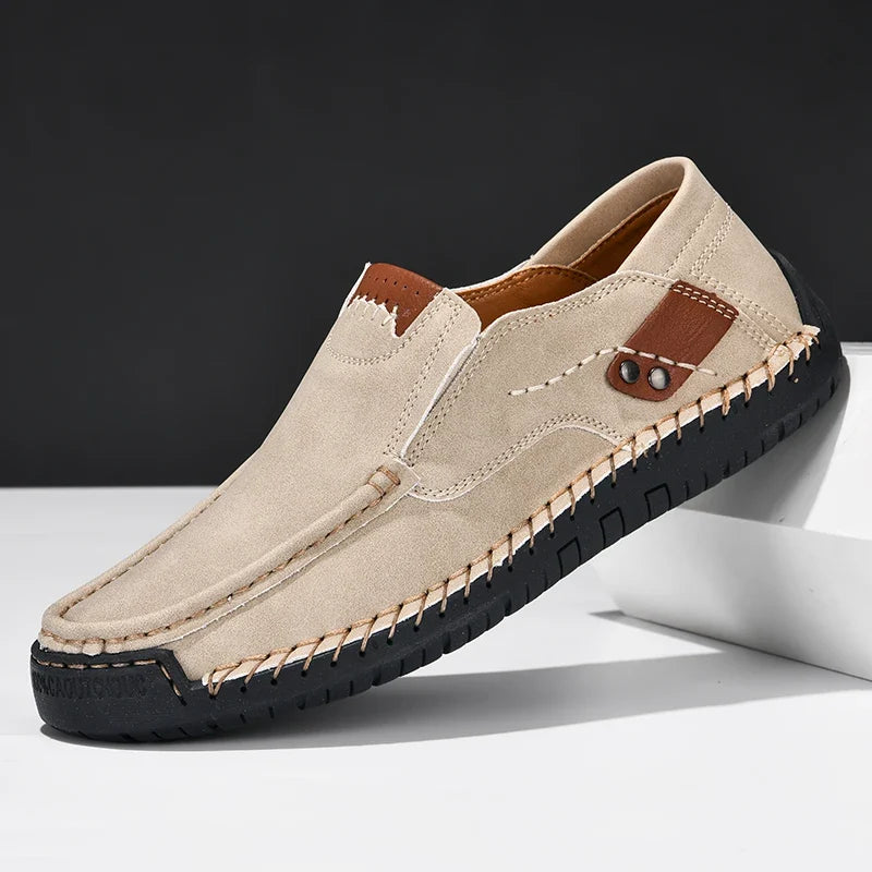 Handmade Leather Men’s Loafers - Casual Slip-On Moccasin Shoes Comfortable Walking Flats for Fall