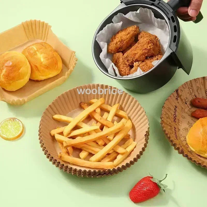 Disposable Air Fryer Liners Non-Stick Parchment Baking Paper for Air Frying, Roasting & Microwave Use
