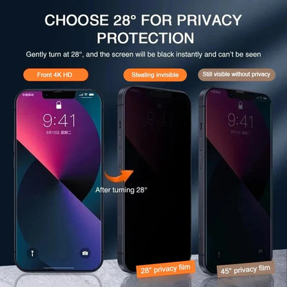Full Cover Privacy Screen Protector - Anti-Spy Tempered Glass for iPhone 16, 15, 14 Pro Max, 13, 11 & X Series