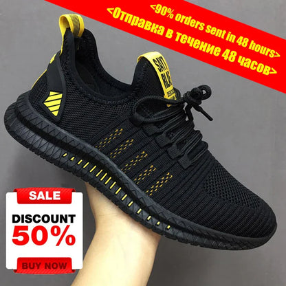2024 Lightweight Men's Running Shoes – Breathable, Anti-Slip Sports Sneakers, Flexible Lace-Up Tennis Shoes