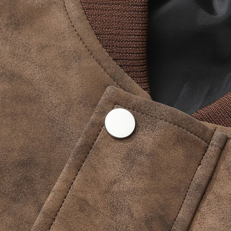 Men’s Suede Leather Jacket - Waterproof Oversized Moto Windbreaker Coat in Plus Sizes