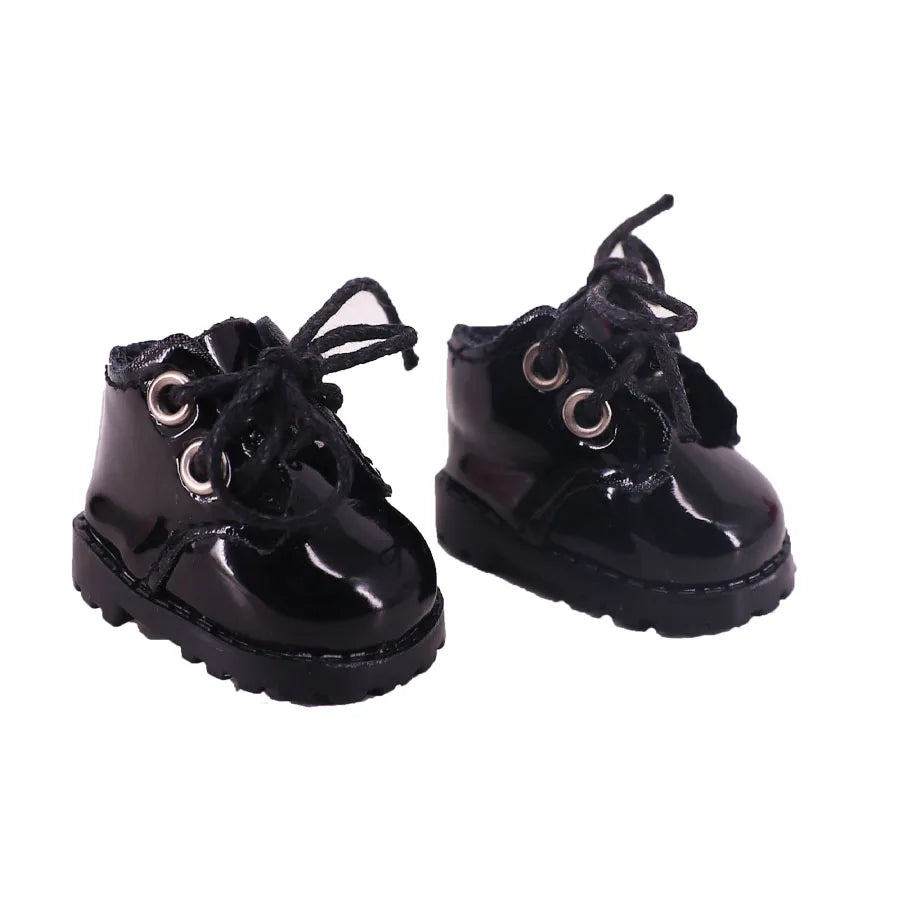 3.8cm Solid Color Lace-Up Canvas Shoes – PU Doll Shoes for 17cm Labubu Doll Clothes & Accessories Gift