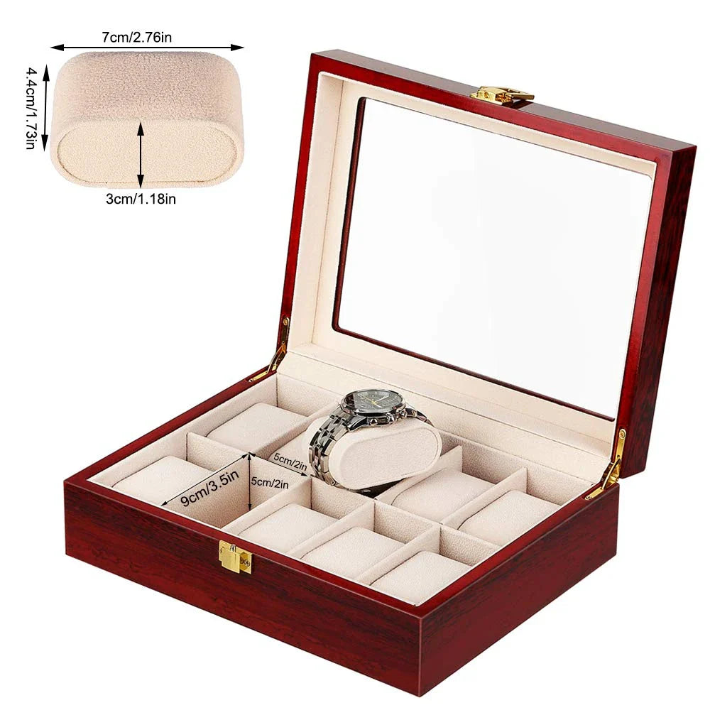 Luxury Wooden Watch Box — 1/2/3/5/6/10/12 Grid Organizer & Holder for Men’s and Women’s Watches, Jewelry Display