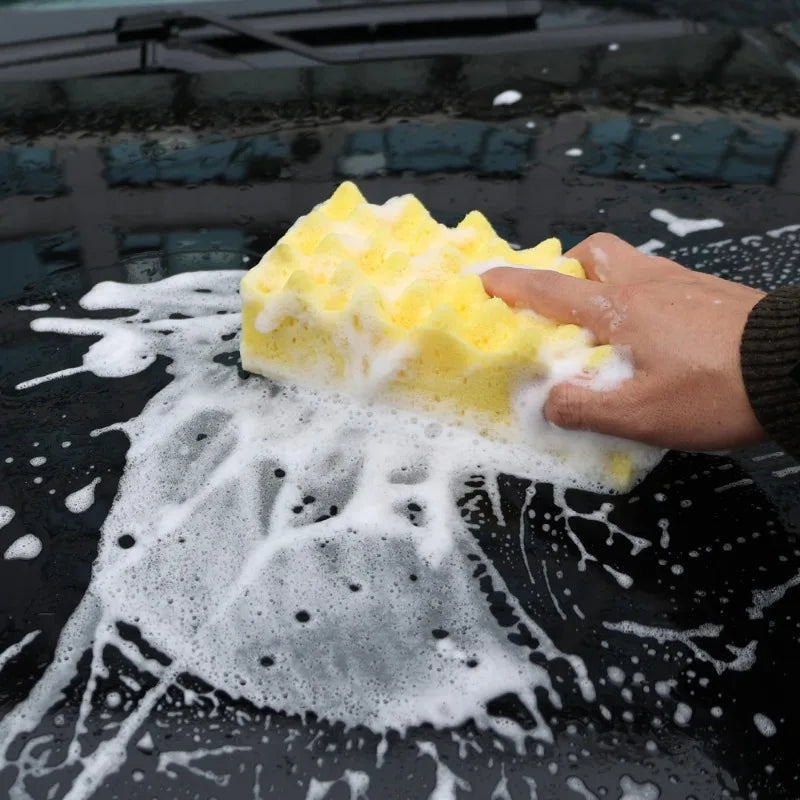 Large Car Wash Sponge - High Density Wave Pattern Water Absorbent Cleaning Sponge for Car Paint Care