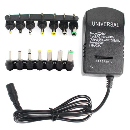 Adjustable Voltage Power Adapter - AC 220V to DC 3V-12V Universal Charger Converter for Electronics