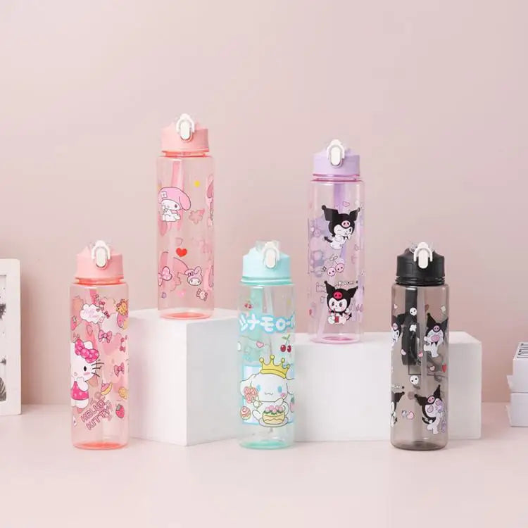800ML Hello Kitty Water Cup — Kawaii Kuromi, Melody & Cinnamoroll Pop-Up Outdoor Bottle, Large Capacity, Perfect Kid Gift
