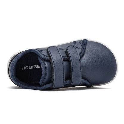 HOBIBEAR Wide-Toe Family Sneakers — Barefoot Minimalist Lace-Up Casual Walking Shoes with Hook & Loop Faux Leather
