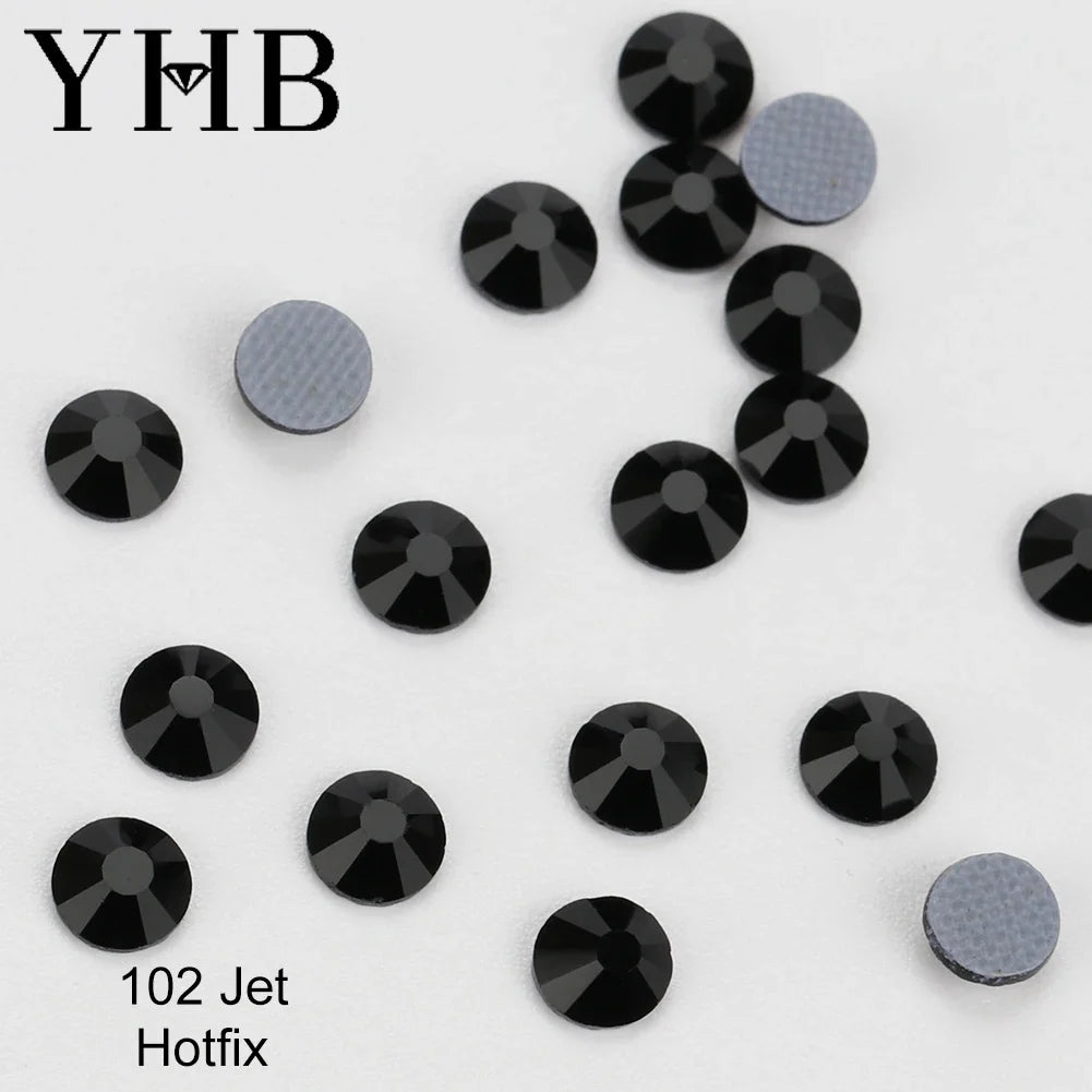 YHB 101-127 Hotfix Crystal Rhinestones - Glitter Glass Flatback Gems for Bags, Shoes, Garments, Phone & Nail Art DIY
