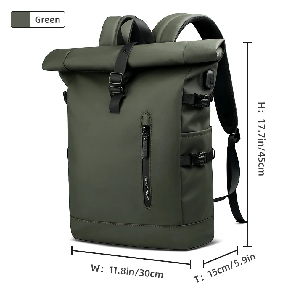 HK Expandable Travel Backpack - Large Waterproof 15.6 Inch Laptop Hiking Rucksack with USB Charging Port